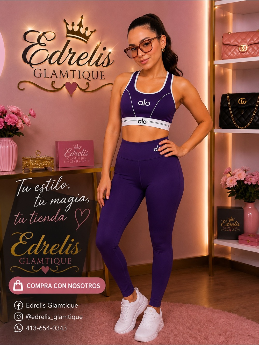 Yoga Purple High-Rise Leggings - Supportive Activewear